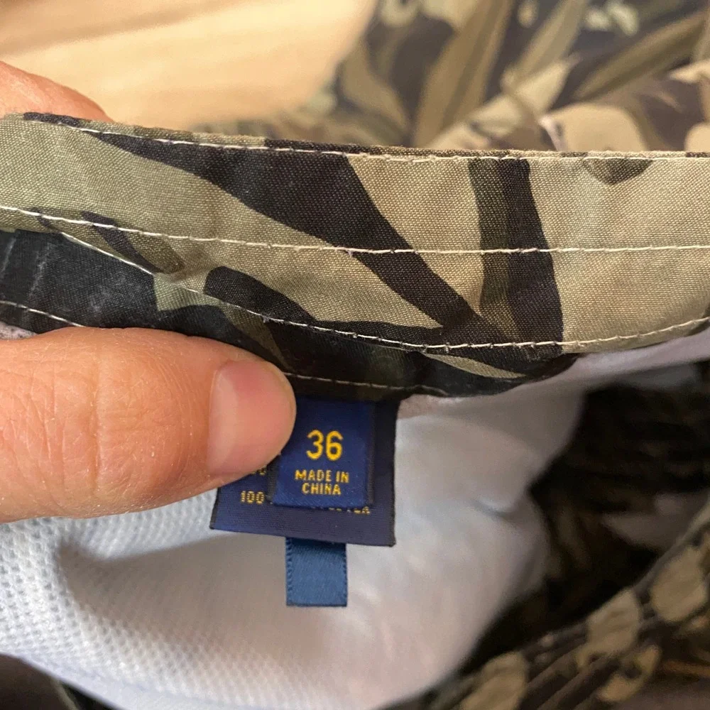 Polo Ralph Lauren Mens Tropical Leaf Camo‎ Board Shorts Olive Green Size 36